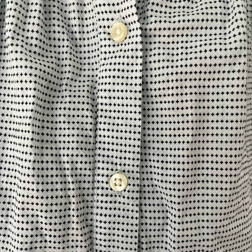 THE GREAT. Light Blue Striped Flutter Sleeve Blouse - Picture 7 of 8